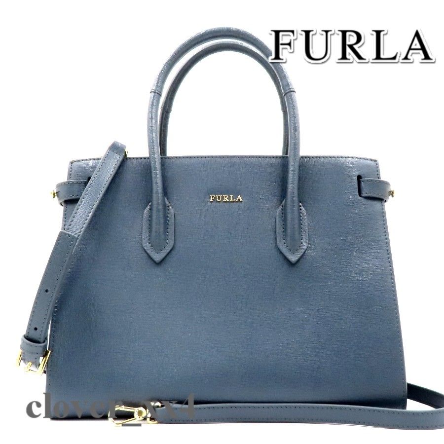 極美品】フルラ ショルダーバッグ FURLA バッグ レザー ブルー 極美品】フルラ ショルダーバッグ FURLA バッグ レザー ブルー