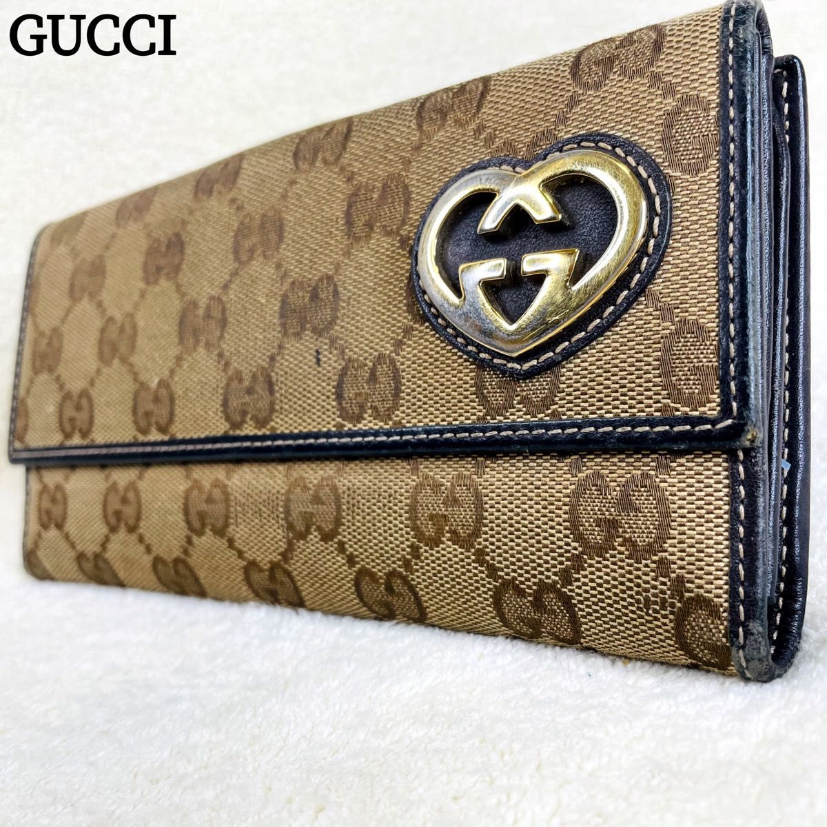 GUCCI グッチ 長財布 ウォレット GGキャンバス レザー ラブリー GUCCI グッチ 長財布 ウォレット GGキャンバス レザー ラブリー