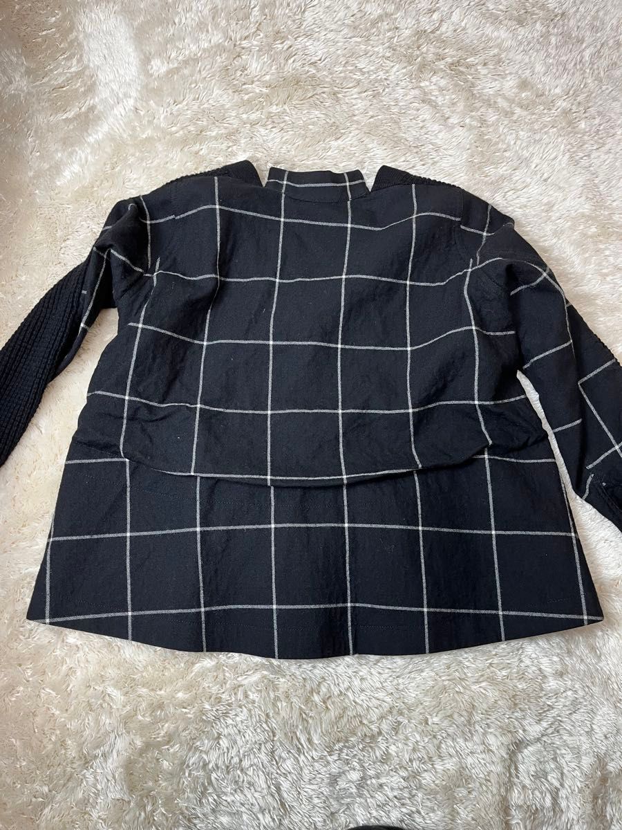 サカイ sacai ドッキング 異素材 カーディガン チェック ニット サカイ sacai ドッキング 異素材 カーディガン チェック ニット