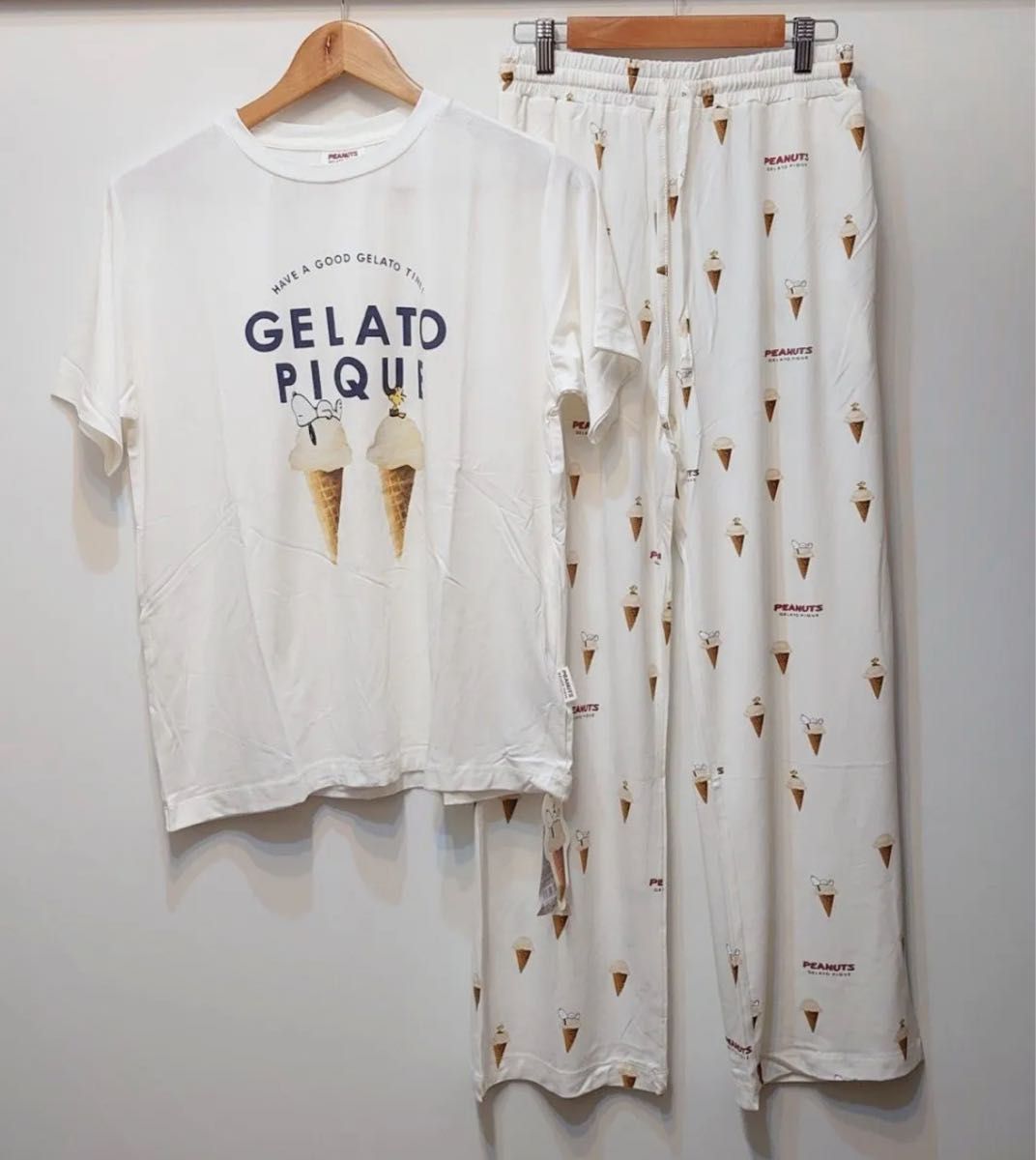 新品未使用】Gelato Pique ジェラートピケ ルームウエア 半袖長 新品未使用】Gelato Pique ジェラートピケ ルームウエア 半袖長