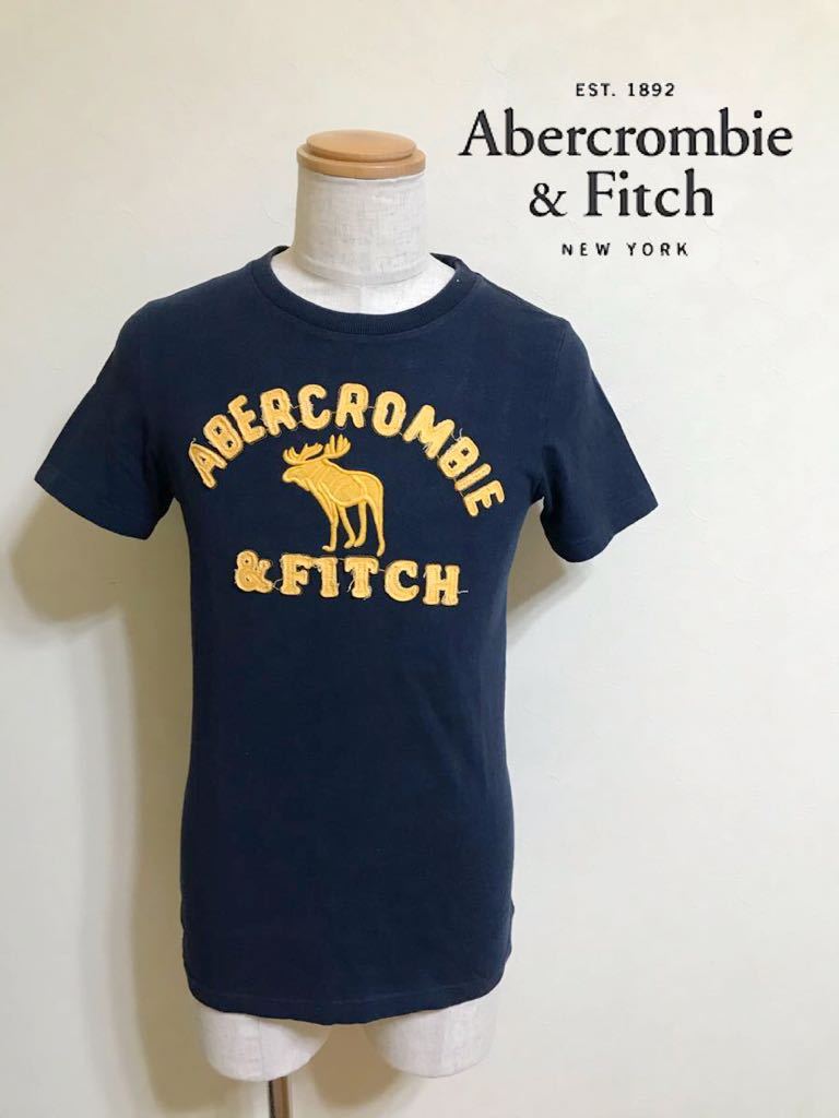 Abercrombie & Fitch アバクロンビー&フィッチ ビッグロゴ Tシャツ トップス サイズS 半袖 ネイビー
