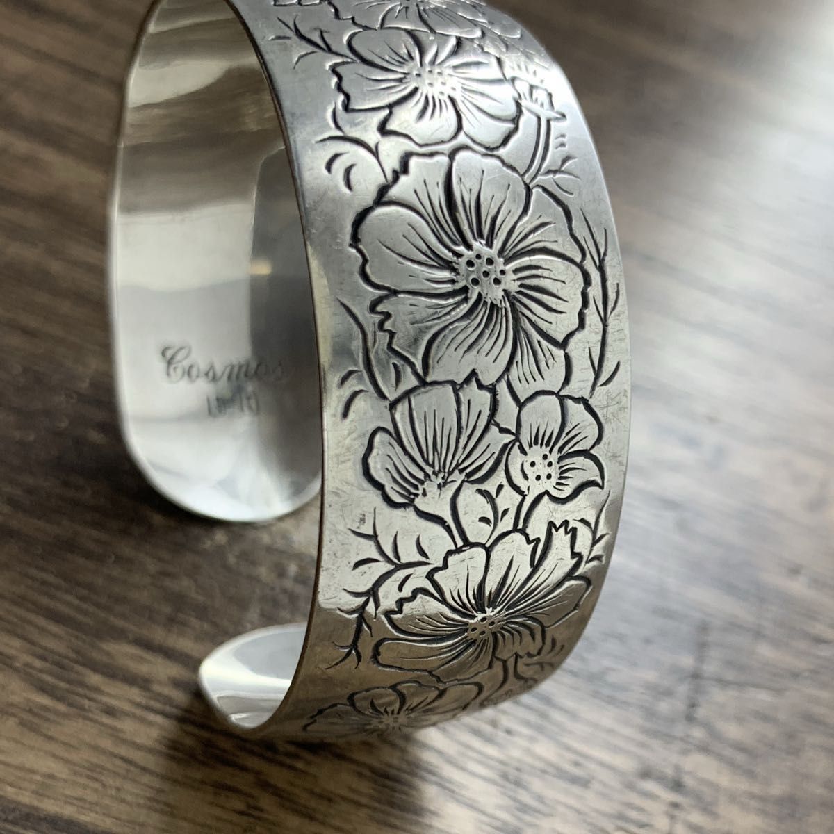 ヴィンテージ シルバー ブレスレット バングル フラワー 花 ヴィンテージ シルバー ブレスレット バングル フラワー 花