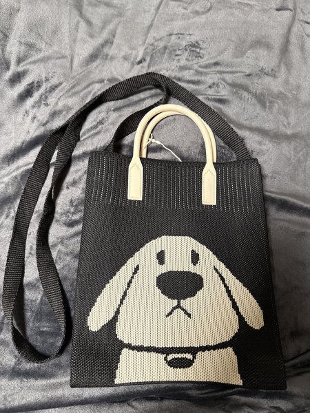 当日発送 【新品未使用品】D KELLY 犬デザイン ニットショルダーバッグ 