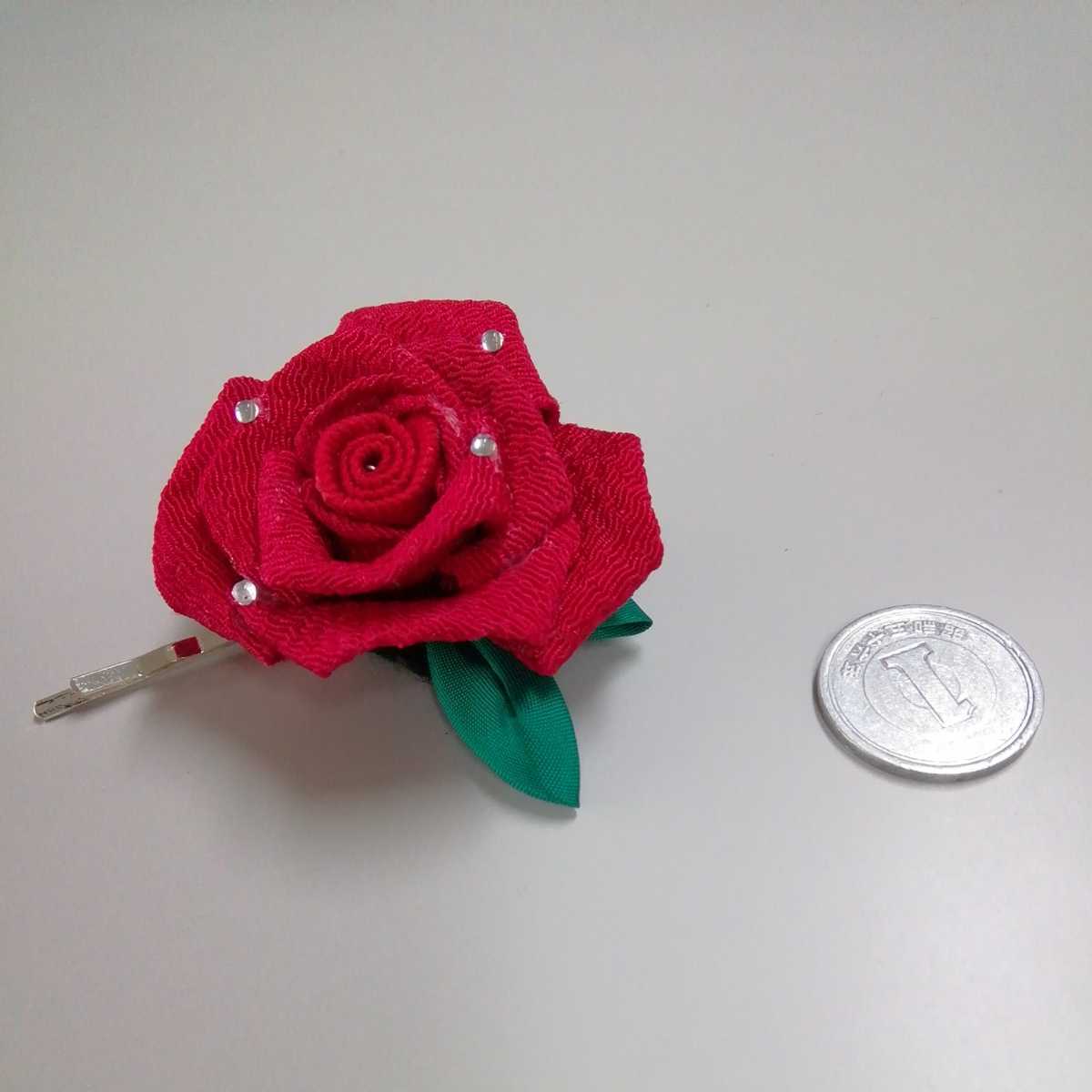 ハンドメイド ヘアアクセサリー ヘアピン つまみ細工薔薇赤 代購幫 ハンドメイド ヘアアクセサリー ヘアピン つまみ細工薔薇赤 代購幫