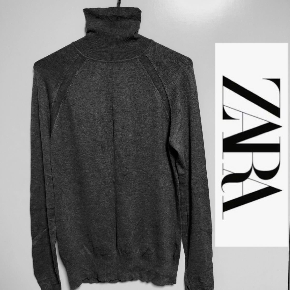 Paypayフリマ 美品 Zara ザラ タートルネック ニットセーター グレー