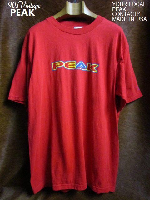 90s USA製 ピーク PEAK 赤 レッド ラバー プリント 半袖 Tシャツ L_画像1