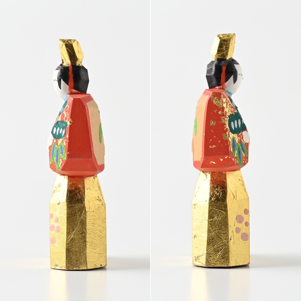 奈良一刀彫 川口神泉作 金彩 彩色木彫 雛人形 立雛『御雛』共箱 奈良一刀彫 川口神泉作 金彩 彩色木彫 雛人形 立雛『御雛』共箱