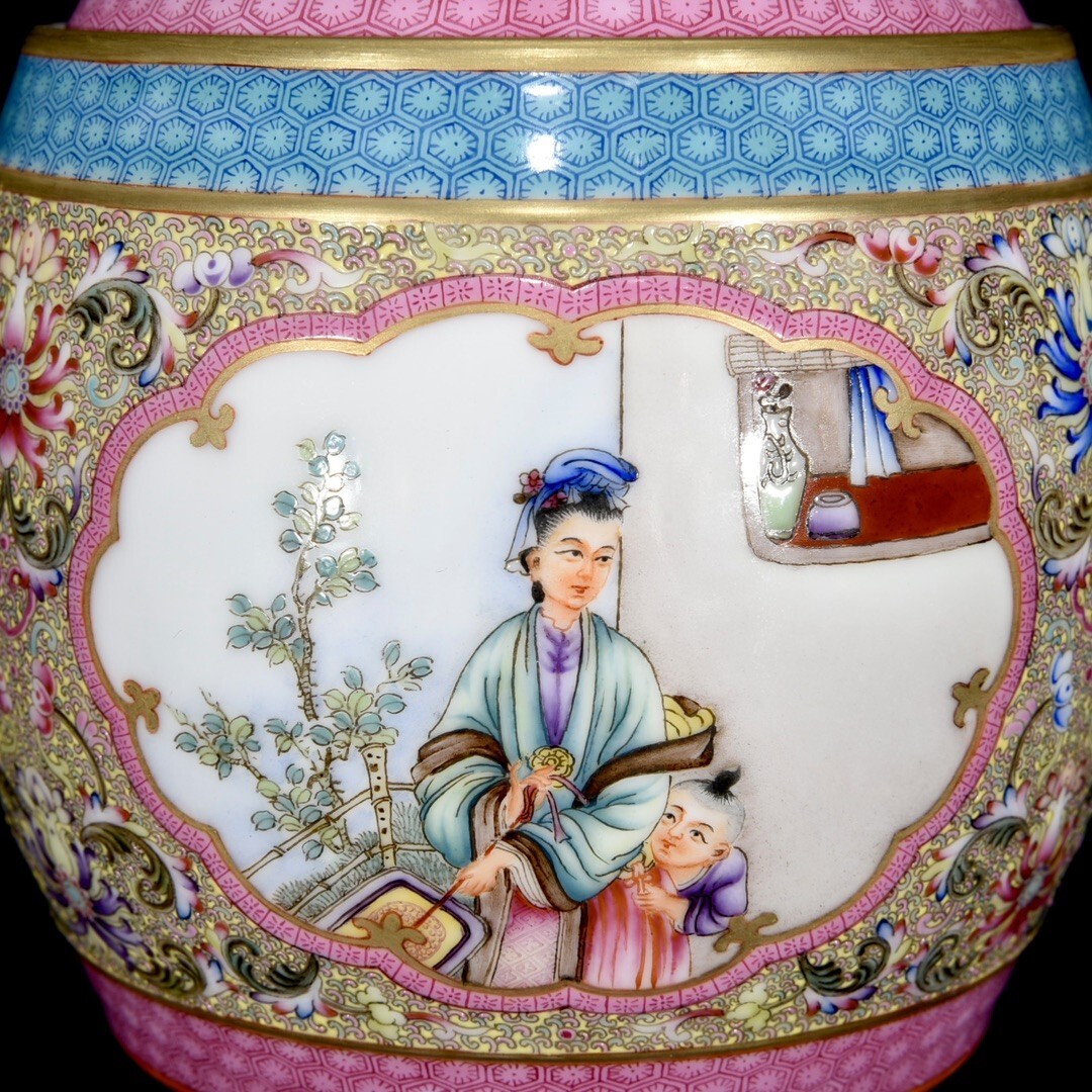 古びた蔵『清 乾隆年製 陶磁器 古月軒琺瑯彩人物故事紋蓋罐 古びた蔵『清 乾隆年製 陶磁器 古月軒琺瑯彩人物故事紋蓋罐