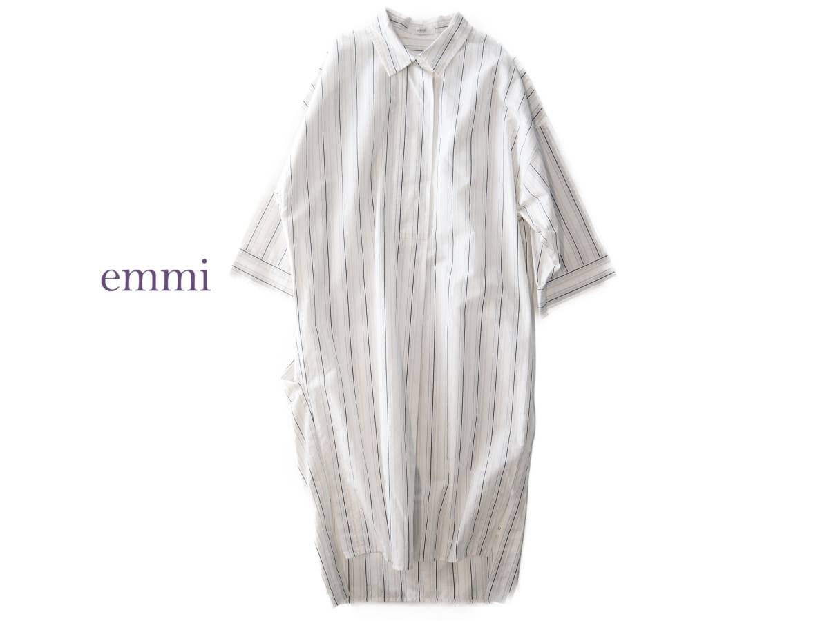 『2年保証』 新品◆emmi◆春仕様◆コットン&レーヨン サイドタックボリュームシルエット ◆日本製◆エミ ワンピース プルオーバー シャツ ストライプ Mサイズ 『2年保証』 新品◆emmi◆春仕様◆コットン&レーヨン サイドタックボリュームシルエット ◆日本製◆エミ ワンピース プルオーバー シャツ ストライプ Mサイズ