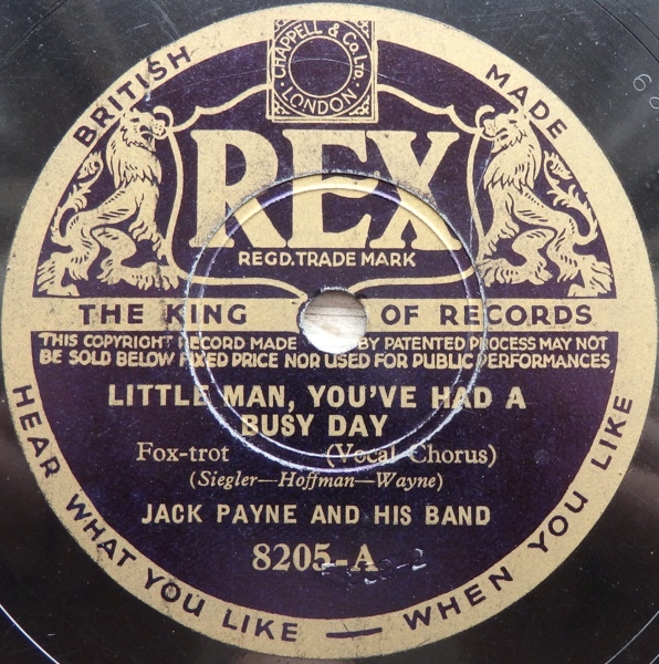 SP JACK PAYNE AND HIS BAND LITTLE MAN, YOU\'VE HAD A BUSY DAY / MOON COUNTRY britain record 