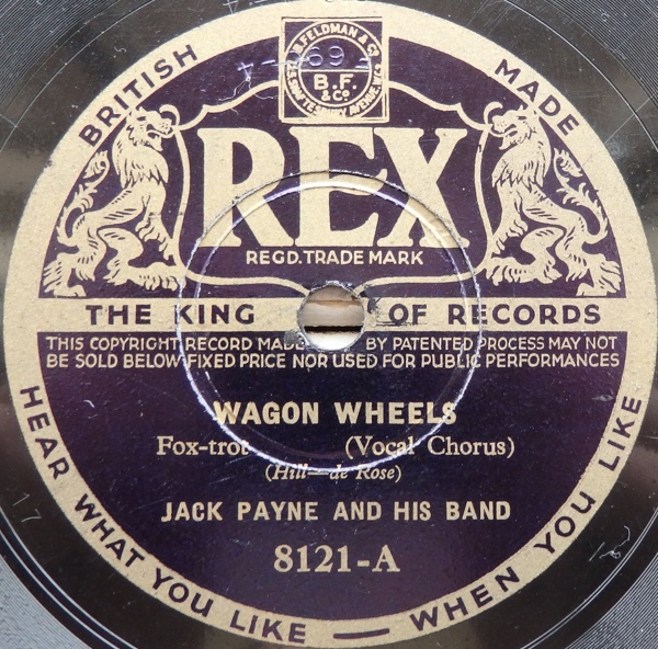 SP JACK PAYNE AND HIS BAND WAGON WHEELS / COFFEE IN THE MORNING AND KISSES IN THE NIGHT Британия запись 