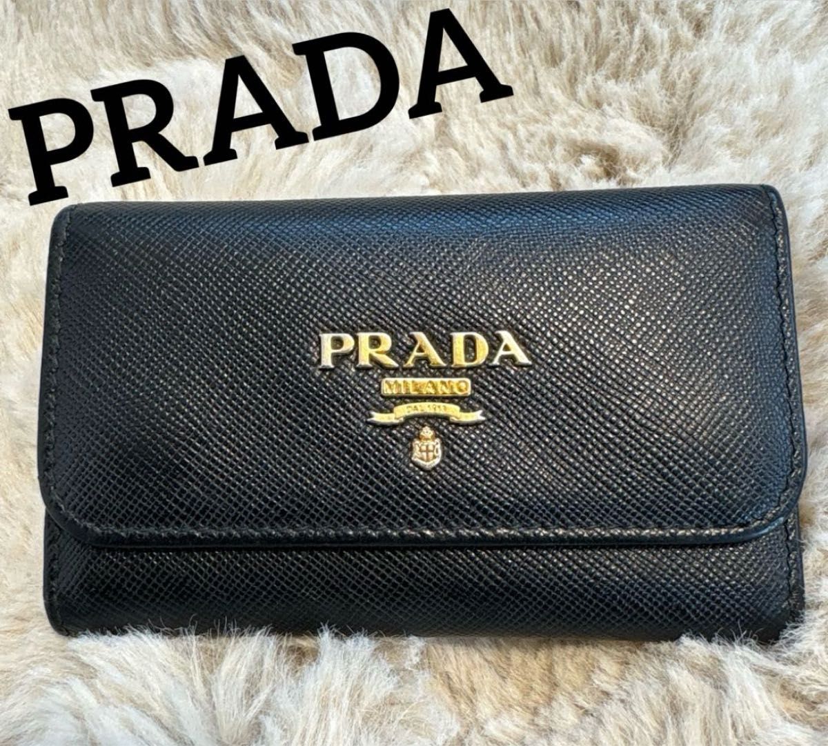 PRADA プラダ サフィアーノレザー キーケース ブラック 6連キー PRADA プラダ サフィアーノレザー キーケース ブラック 6連キー