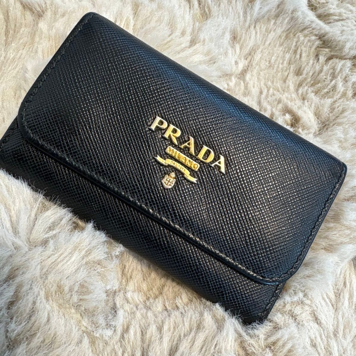 PRADA プラダ サフィアーノレザー キーケース ブラック 6連キー PRADA プラダ サフィアーノレザー キーケース ブラック 6連キー