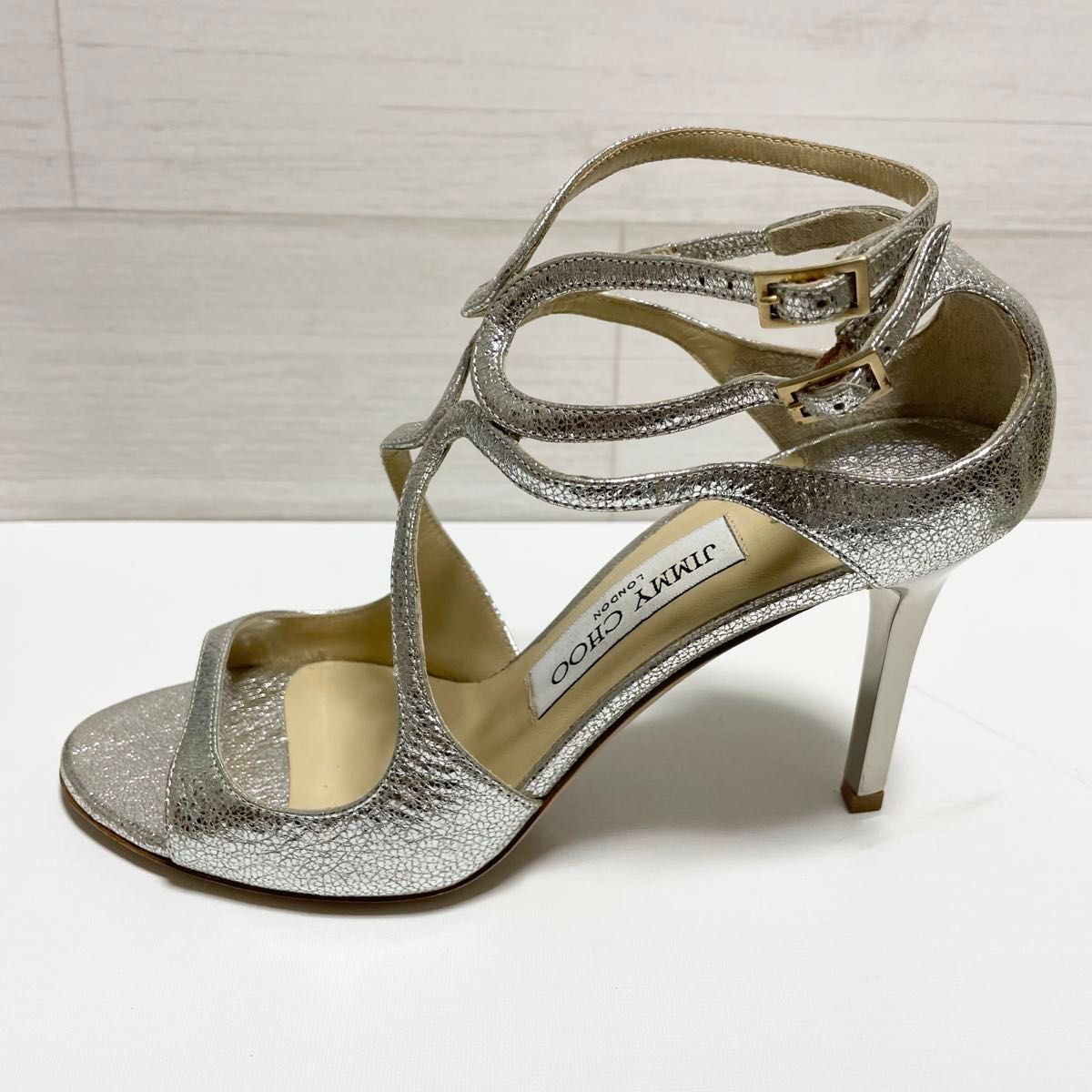 JIMMY CHOO ジミーチュウ アンクルストラップ パンプス シルバー JIMMY CHOO ジミーチュウ アンクルストラップ パンプス シルバー