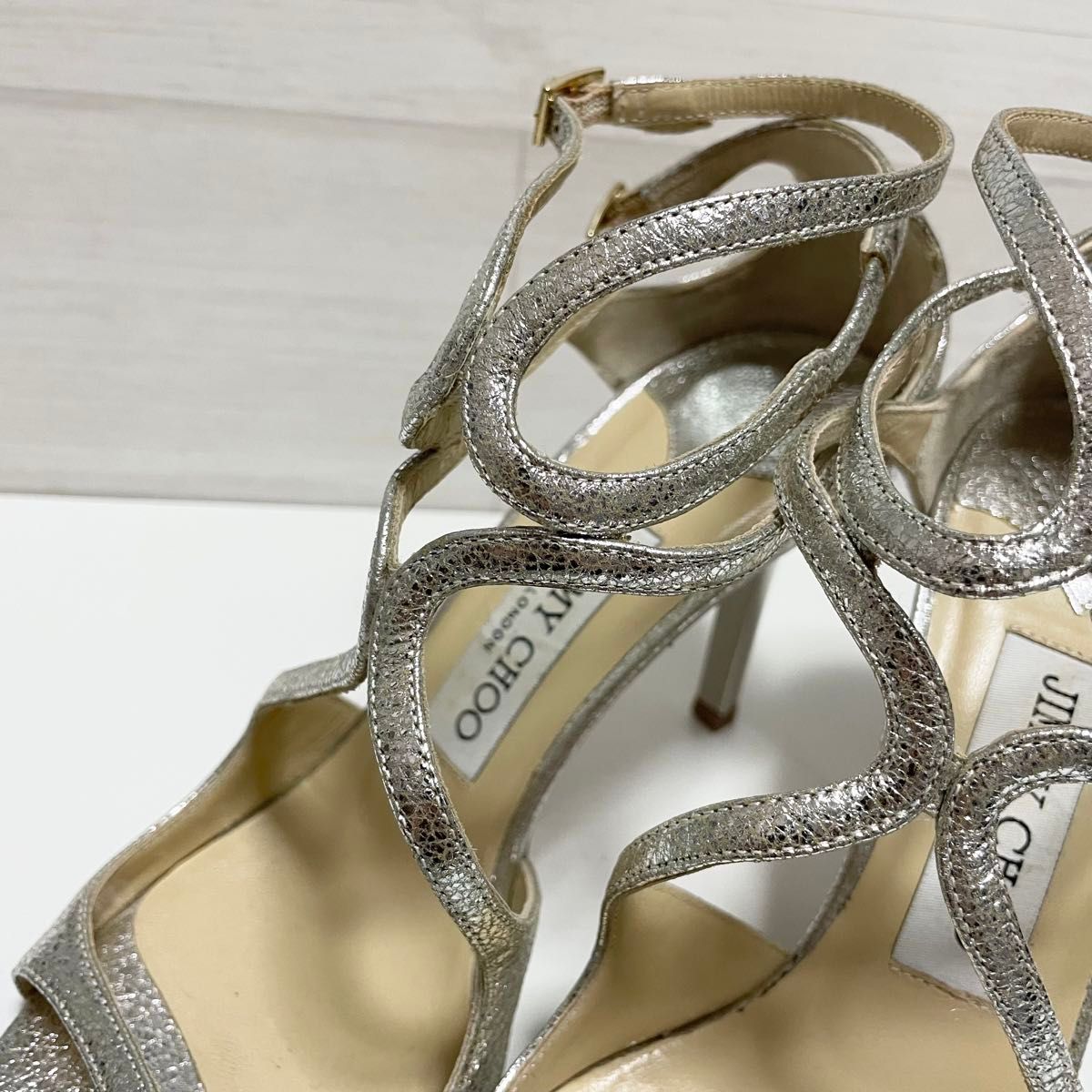 JIMMY CHOO ジミーチュウ アンクルストラップ パンプス シルバー JIMMY CHOO ジミーチュウ アンクルストラップ パンプス シルバー