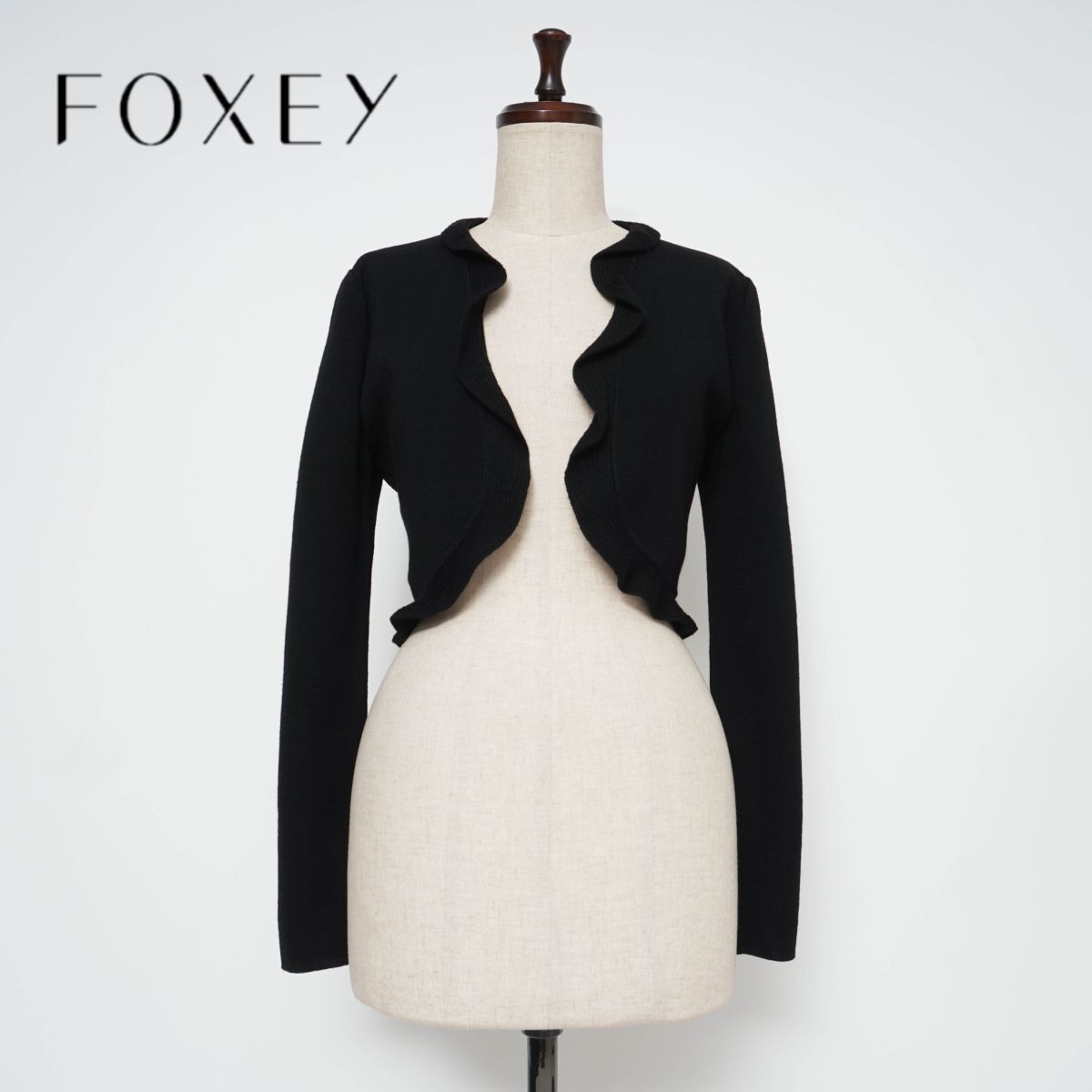 美品現行FOXEYフォクシーカーディガンボレロクロップト短丈キャンディブライト FOXEY BOUTIQUE フォクシーブティック ウール100% カーディガン