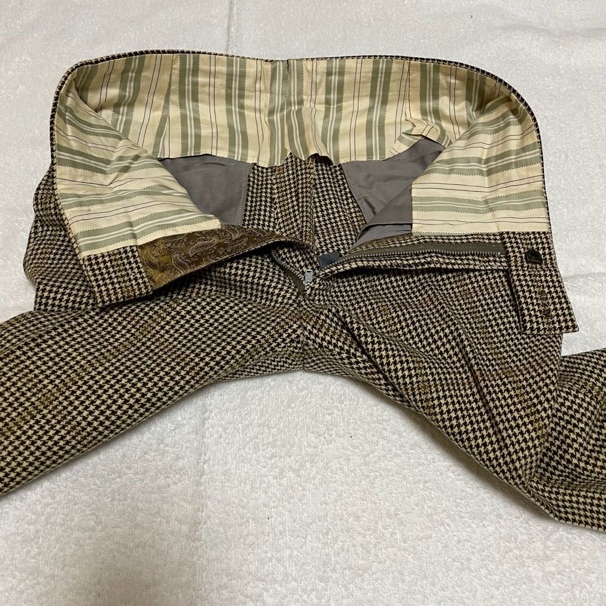 オーダーメイド Kitami ベージュ 千鳥柄 フリーサイズ 1タック オーダーメイド Kitami ベージュ 千鳥柄 フリーサイズ 1タック