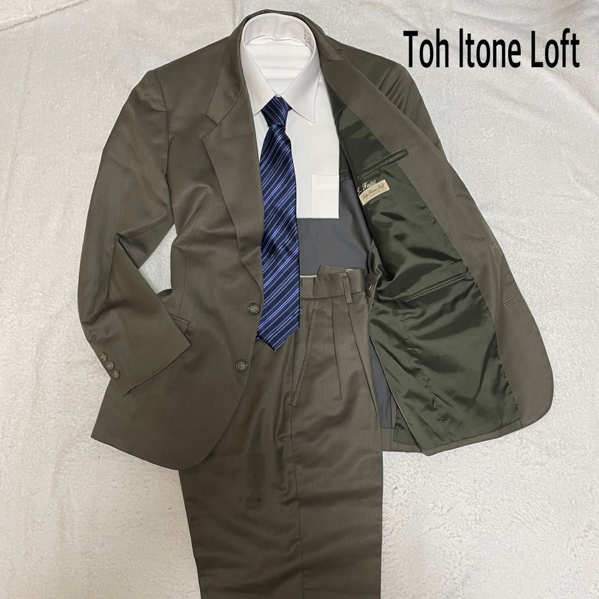 Toh Itone Loft カーキ 無地 YA5 2タック セットアップ|Yahoo Toh Itone Loft カーキ 無地 YA5 2タック セットアップ|Yahoo