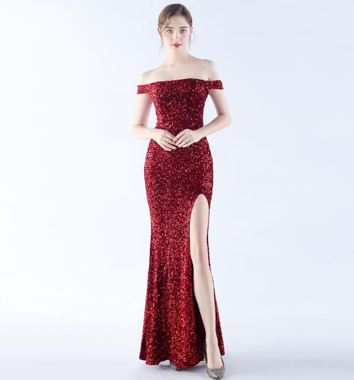 EY0414 レディースワンピース　☆ 　大人sexy　　　☆高品質(zhì)　　ウエディングドレス　　結(jié)婚式　　パーティドレス　　　赤