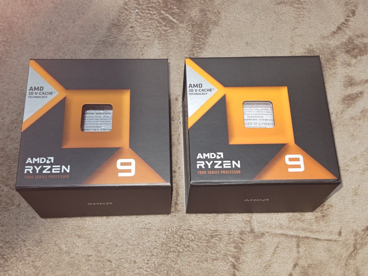 AMD Ryzen 9 7900X3D の空箱 2個セット CPUは付属しません AMD Ryzen 9 7900X3D の空箱 2個セット CPUは付属しません