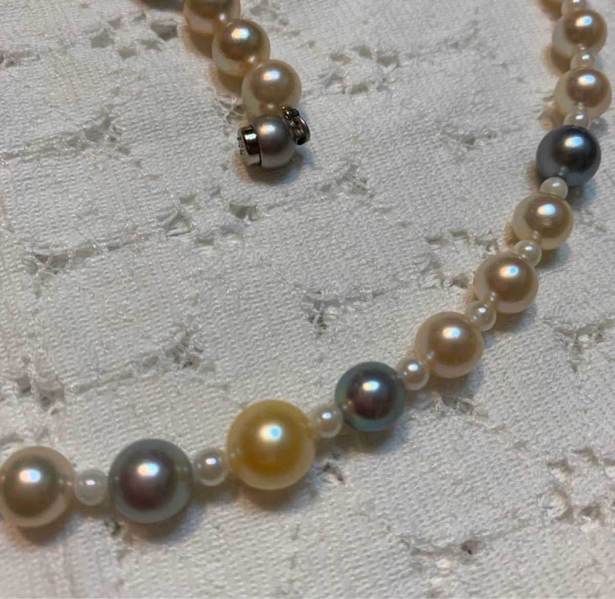 真珠　貴重なパステルカラー　アコヤパール　ネックレス　伊勢志摩産真珠