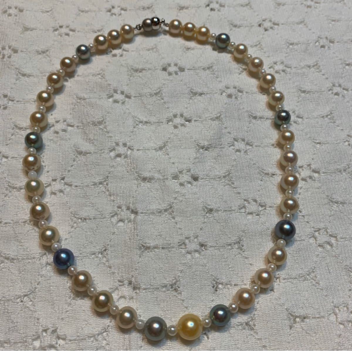 真珠　貴重なパステルカラー　アコヤパール　ネックレス　伊勢志摩産真珠