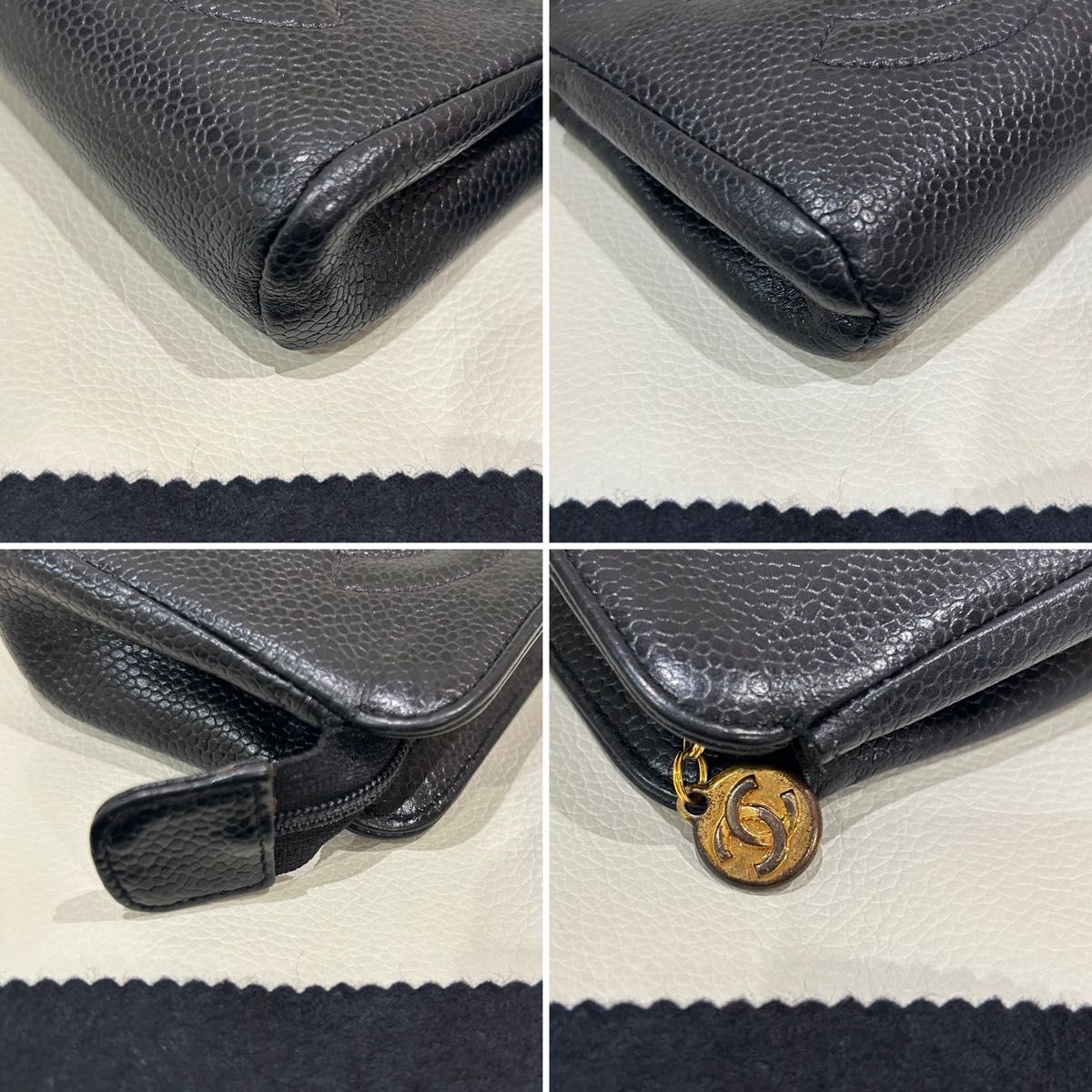 CHANEL キャビアスキン 黒 カードケース ポーチ 財布 シガレット CHANEL キャビアスキン 黒 カードケース ポーチ 財布 シガレット