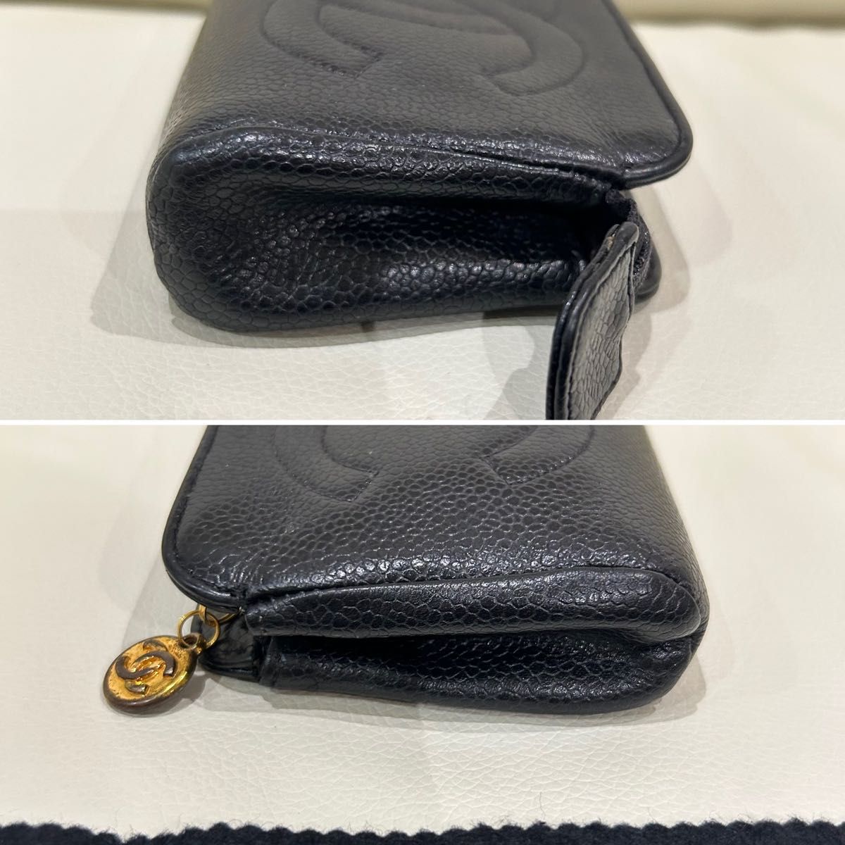 CHANEL キャビアスキン 黒 カードケース ポーチ 財布 シガレット CHANEL キャビアスキン 黒 カードケース ポーチ 財布 シガレット