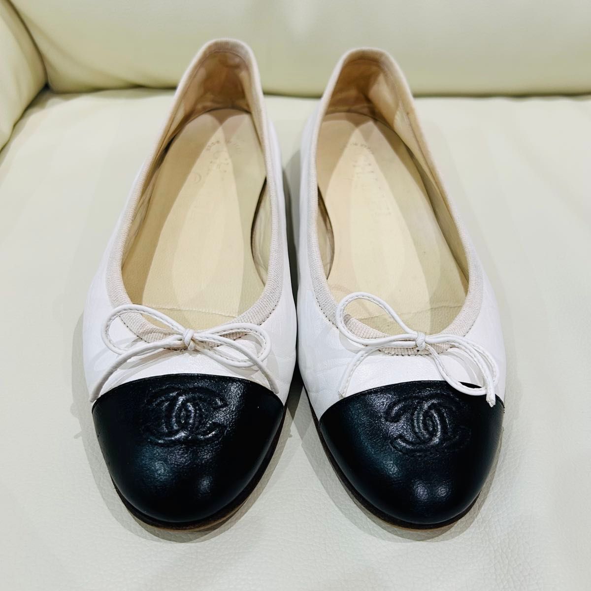 CHANEL バレエシューズ 白 36 5 バイカラー 23cm バレリーナ CHANEL バレエシューズ 白 36 5 バイカラー 23cm バレリーナ