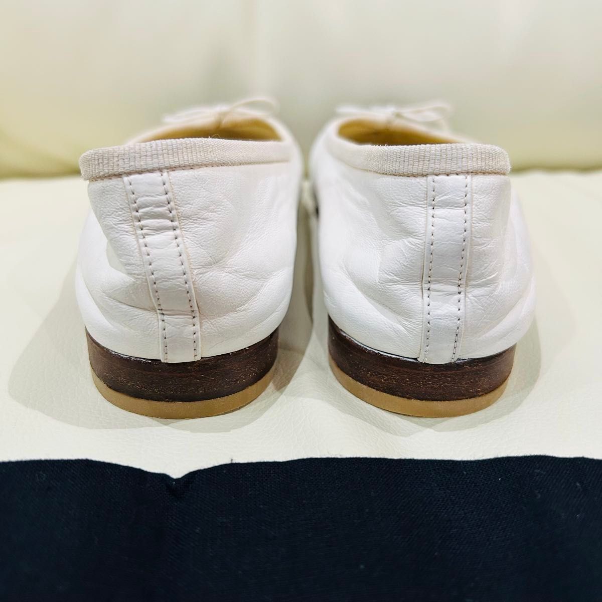 CHANEL バレエシューズ 白 36 5 バイカラー 23cm バレリーナ CHANEL バレエシューズ 白 36 5 バイカラー 23cm バレリーナ