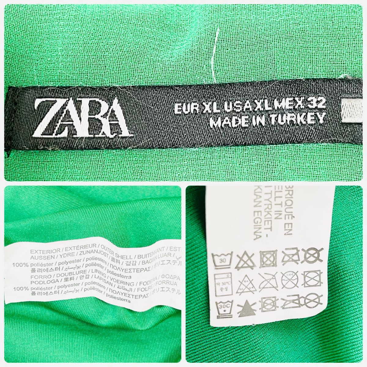 ZARA ロングワンピース プリーツスカート グリーン サイズXL ZARA ロングワンピース プリーツスカート グリーン サイズXL