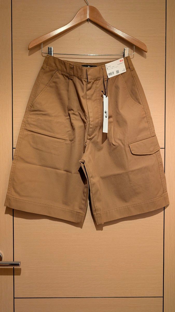 ★+J★ワイドフィットカーゴハーフパンツ★Jil Sander コラボ J ワイドフィットカーゴハーフパンツ XS ダークブラウン UNIQLO