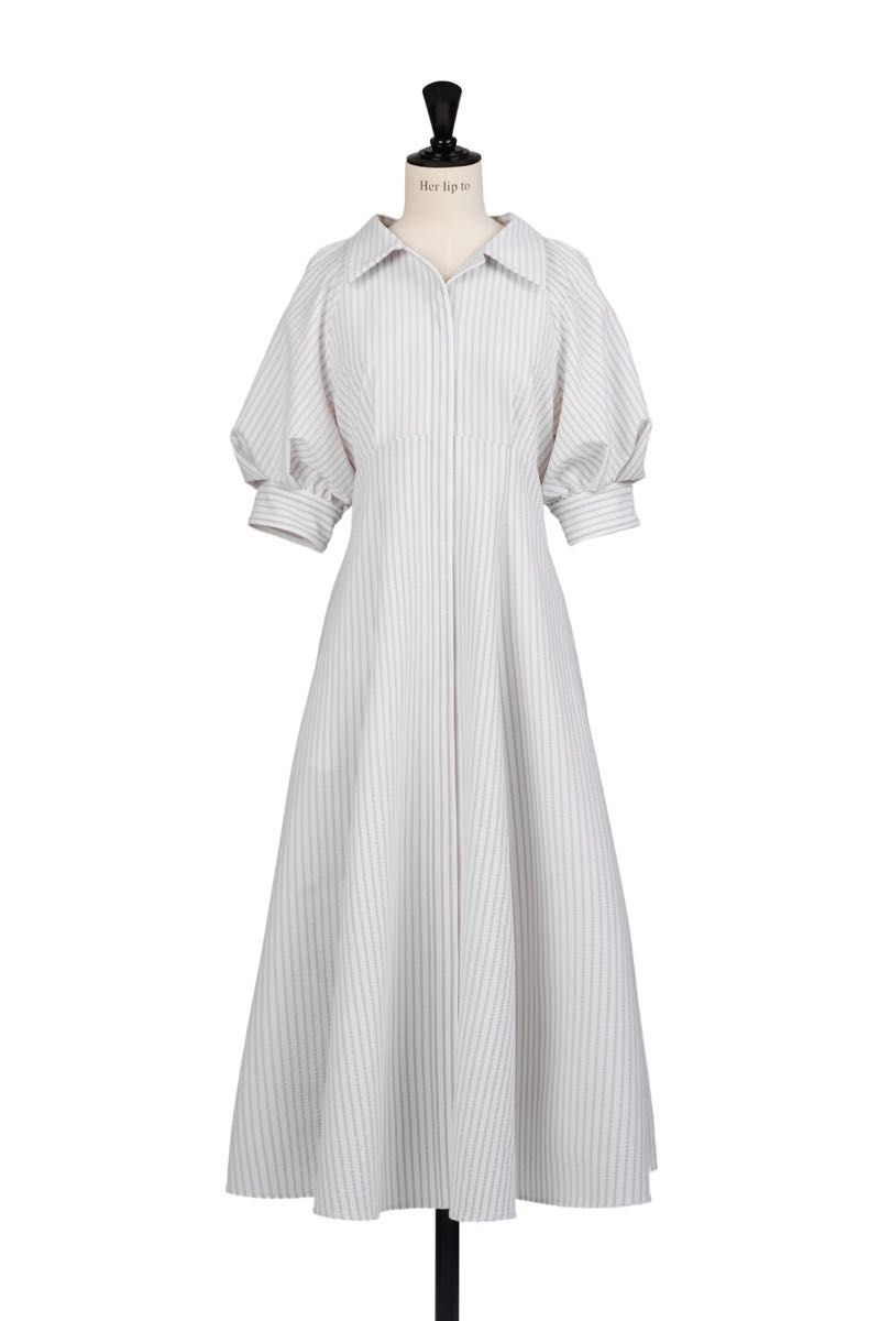 Vienna Volume Sleeve Shirt Dress taupe Sサイズ Herlipto 半袖 Vienna Volume Sleeve Shirt Dress taupe Sサイズ Herlipto 半袖