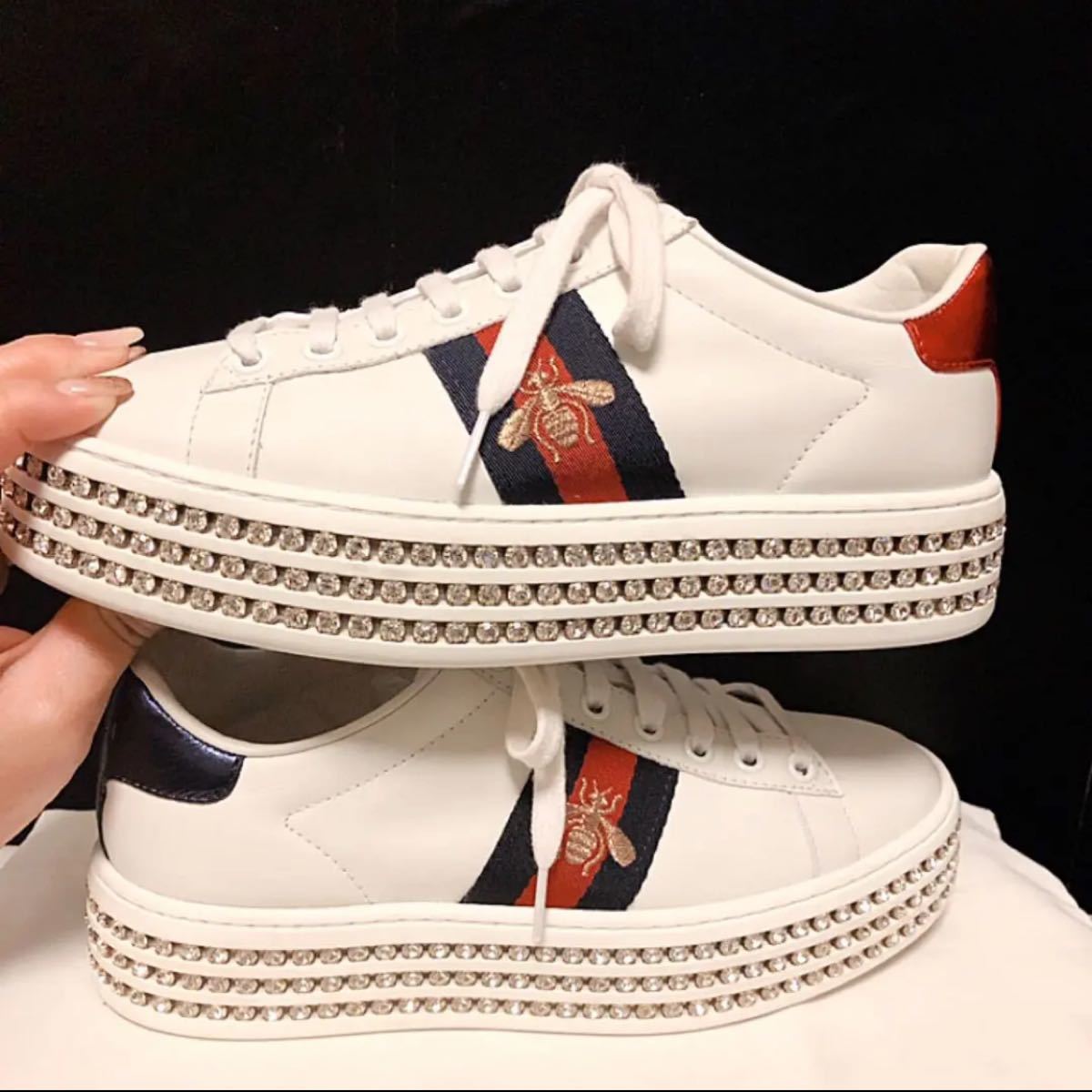 美品 GUCCI グッチ 15万 クリスタル スニーカー 23センチ|Yahoo