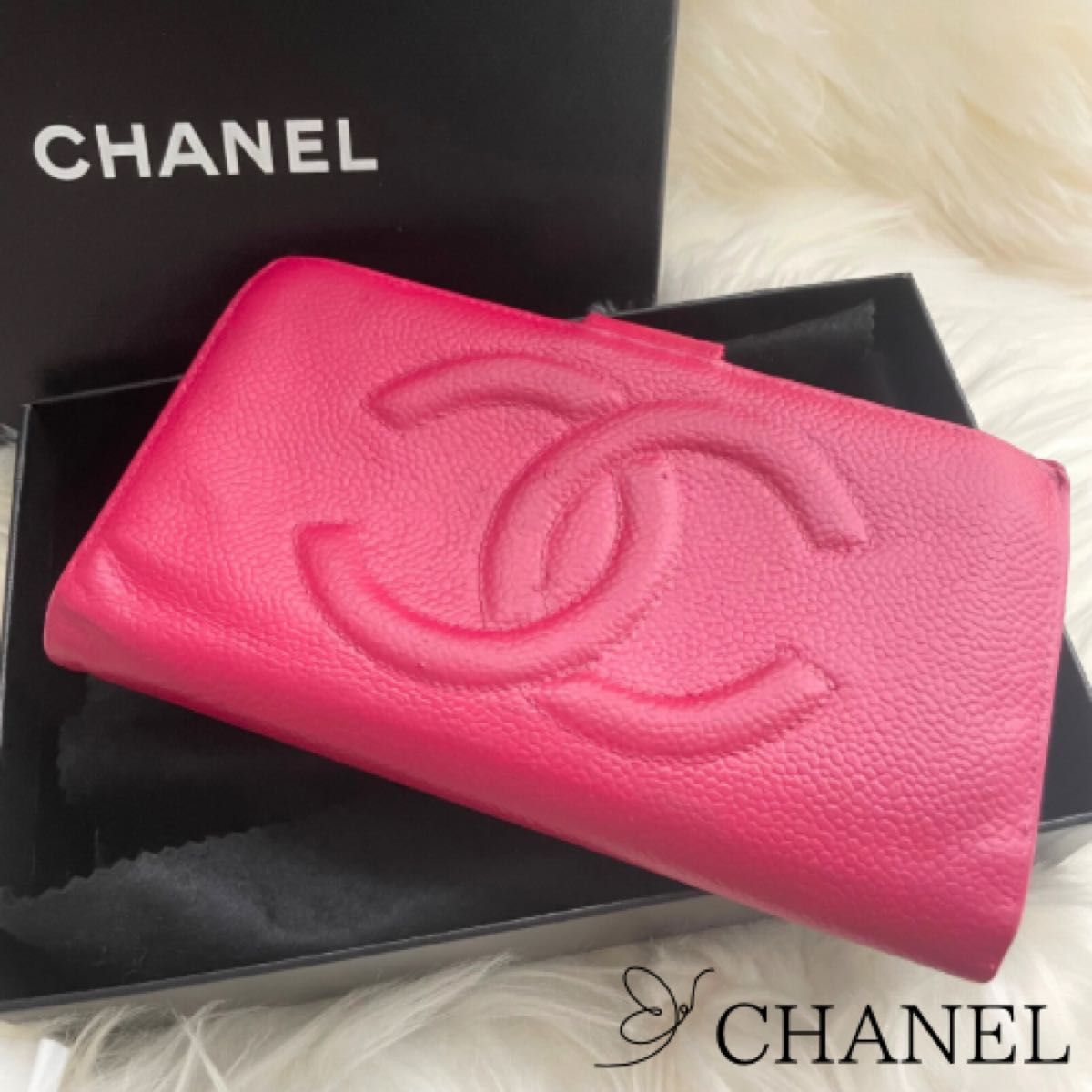 CHANEL シャネル レザー 長財布 ピンク ココマーク 二つ折り CHANEL シャネル レザー 長財布 ピンク ココマーク 二つ折り
