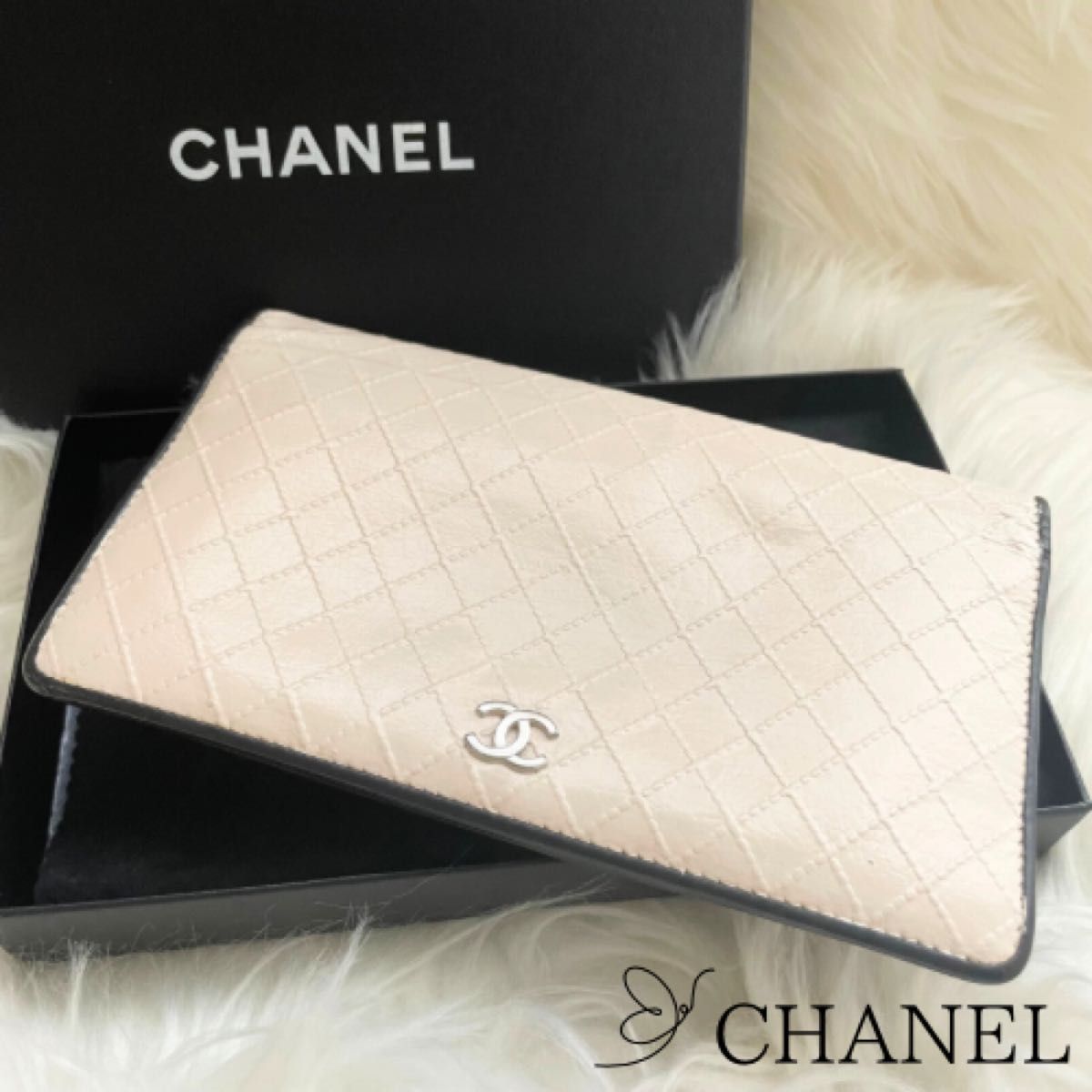 シャネル CHANEL 二つ折り 長財布 ココマーク ビコローレ 白 シャネル CHANEL 二つ折り 長財布 ココマーク ビコローレ 白