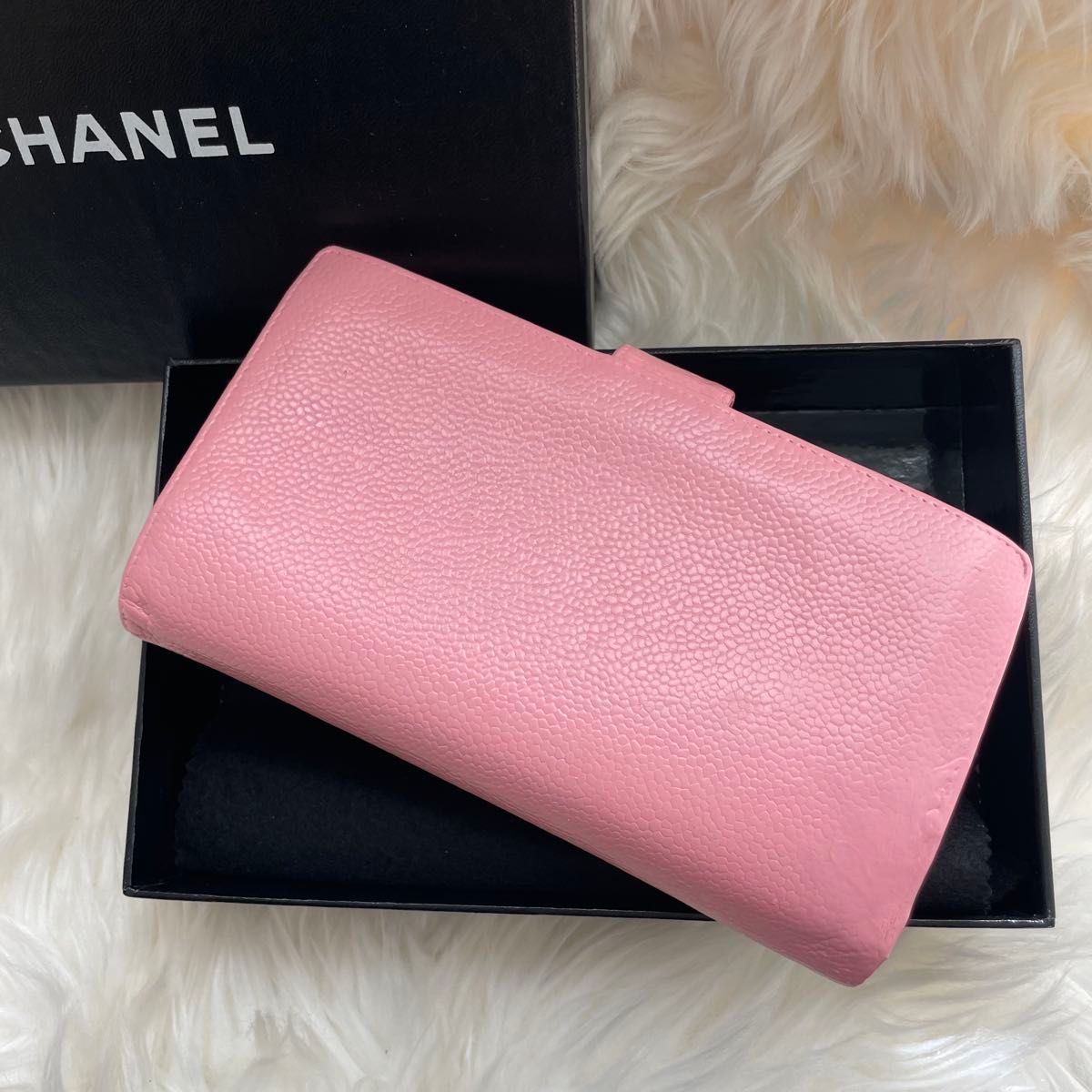 CHANEL シャネル レザー 二つ折り 長財布 ピンク ココマーク CHANEL シャネル レザー 二つ折り 長財布 ピンク ココマーク