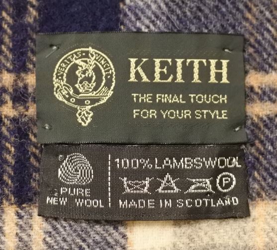 KEITH Keith muffler wool 100% check pattern navy Scotland made man and woman use otkyuk k2f0414