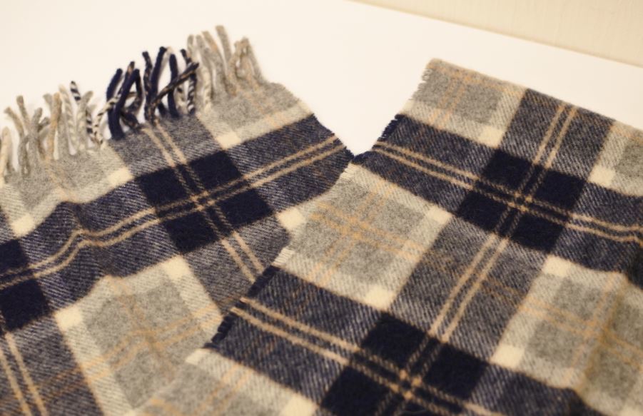 KEITH Keith muffler wool 100% check pattern navy Scotland made man and woman use otkyuk k2f0414