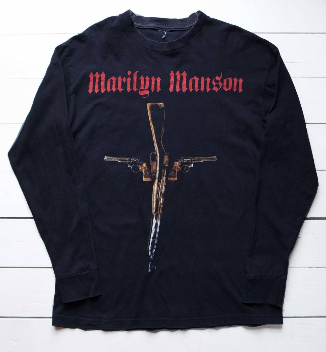 Marilyn Mansons マリリンマンソン ロングスリーブTシャツ M-L 2000年 ビンテージ 90's 00's DO YOU LOVE YOUR GUNS,GOD AND GOVERNMENT？