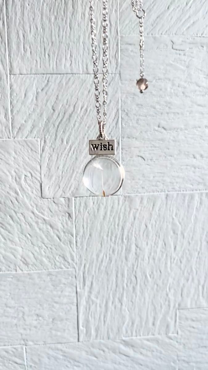 【選べる天然石】WISHチャーム付*タンポポ綿毛の癒しネックレス ファッション小物 アクセサリー