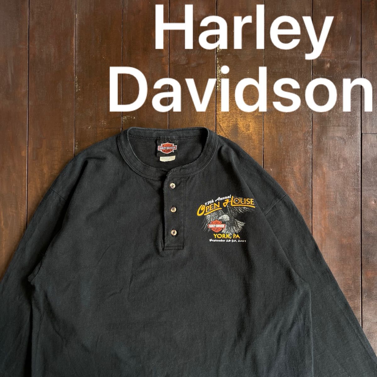 希少 【Harley-Davidson ハーレー】ヘンリーネック 長袖Tシャツ 希少 【Harley-Davidson ハーレー】ヘンリーネック 長袖Tシャツ