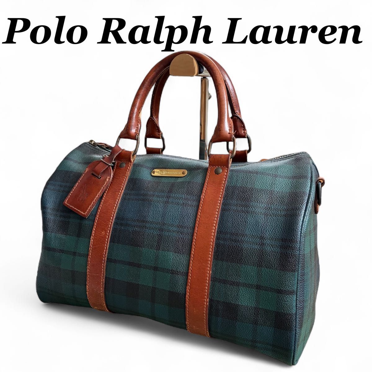 Polo Ralph Lauren ボストンバッグ PVC レザー チェック柄 Polo Ralph Lauren ボストンバッグ PVC レザー チェック柄