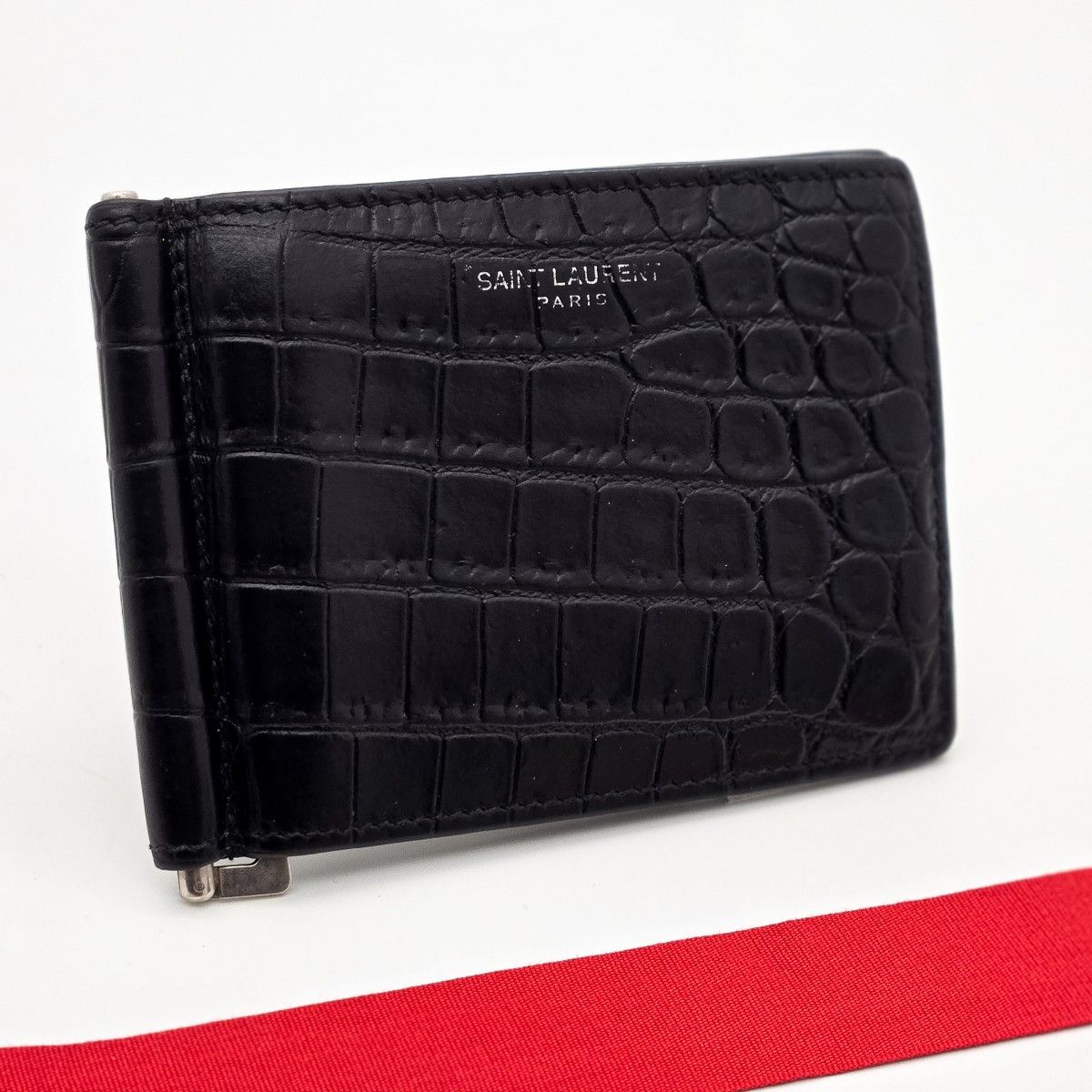 サンローラン マネークリップ YSL カサンドラ クロコ 型押し サンローラン マネークリップ YSL カサンドラ クロコ 型押し