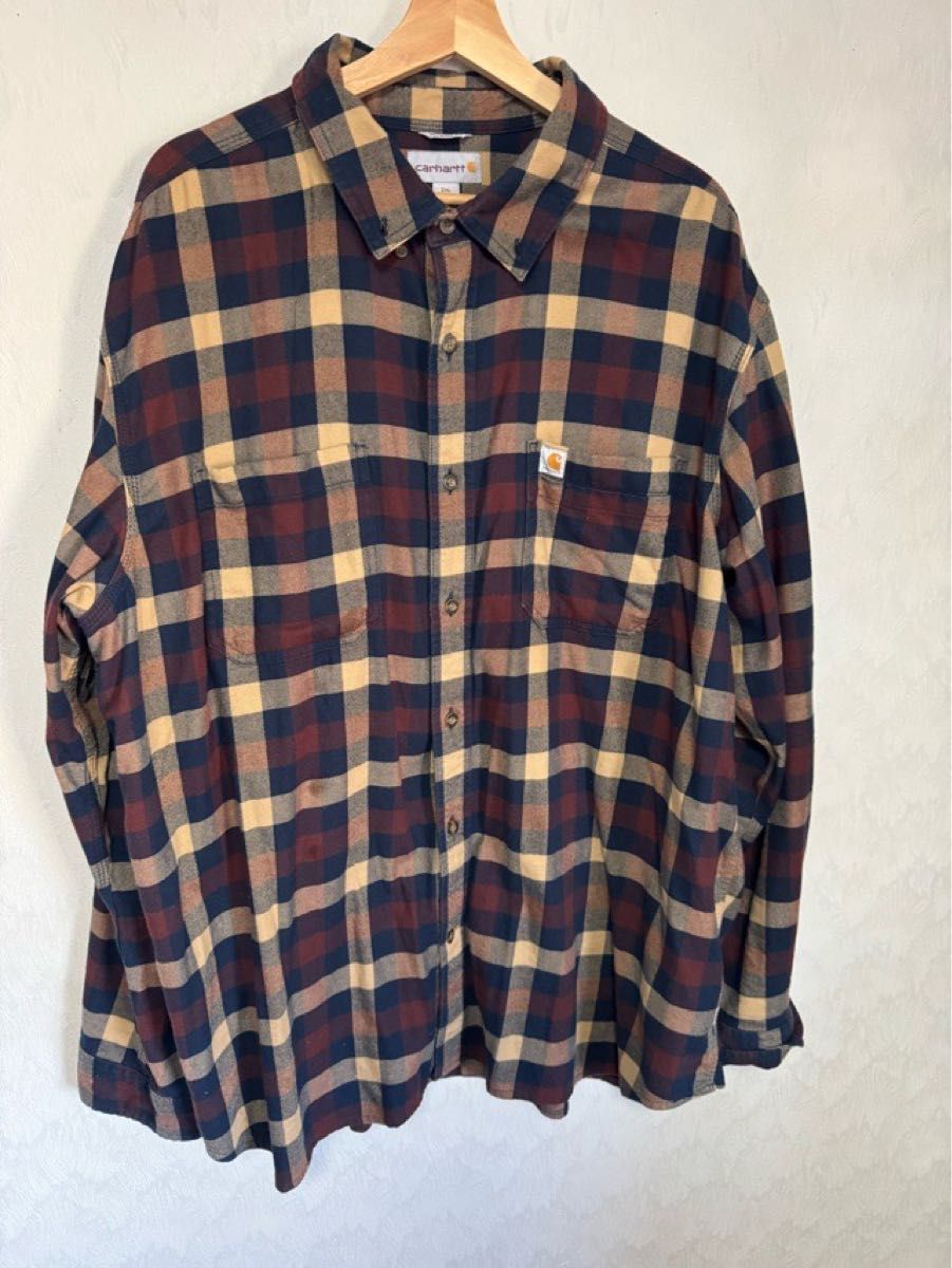 Carhartt カーハート チェックシャツ 2XL XXL ベージュ インド製 Carhartt カーハート チェックシャツ 2XL XXL ベージュ インド製