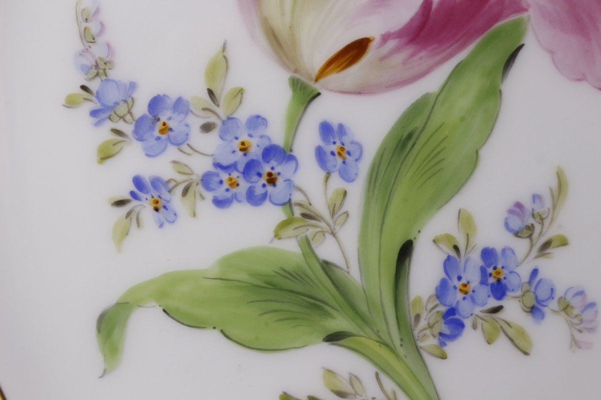 LIG】Meissen マイセン 色絵陶板画 チューリップ プラーク 飾額 LIG】Meissen マイセン 色絵陶板画 チューリップ プラーク 飾額