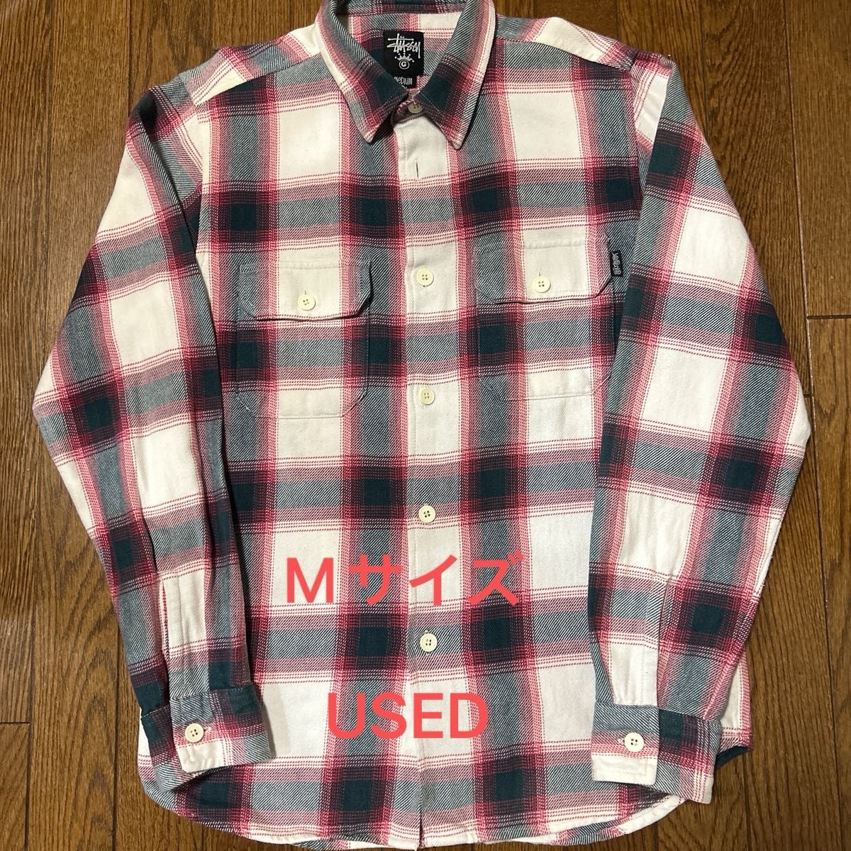 stussy オンブレチェック コットンネルシャツ Mサイズ USED stussy オンブレチェック コットンネルシャツ Mサイズ USED