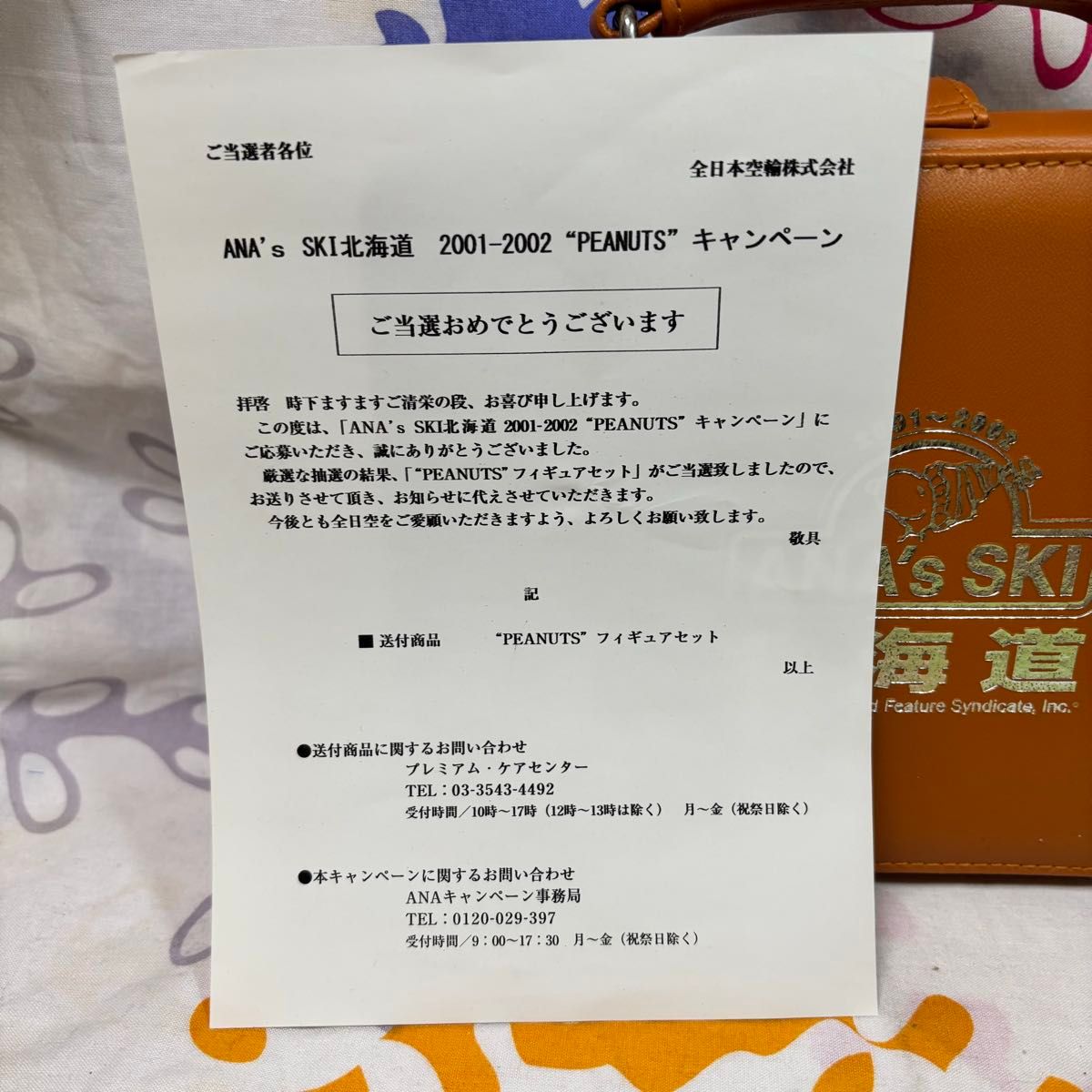 ANA's SKI北海道2001-2002 PEANUTSキャンペーン スヌーピー ANA's SKI北海道2001-2002 PEANUTSキャンペーン スヌーピー