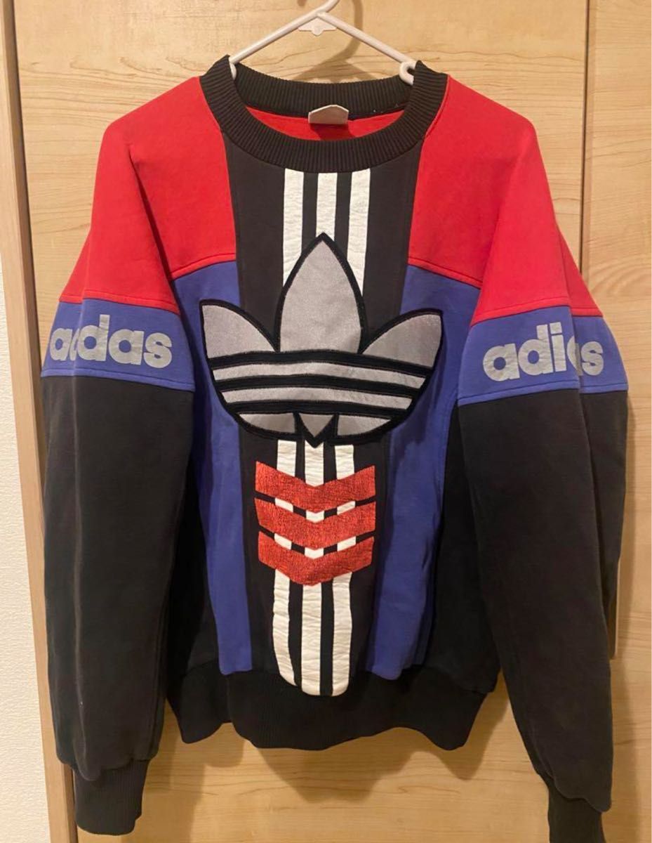 90s adidas トレーナー デサント製 常田大希 スウェット 赤 青 90s adidas トレーナー デサント製 常田大希 スウェット 赤 青