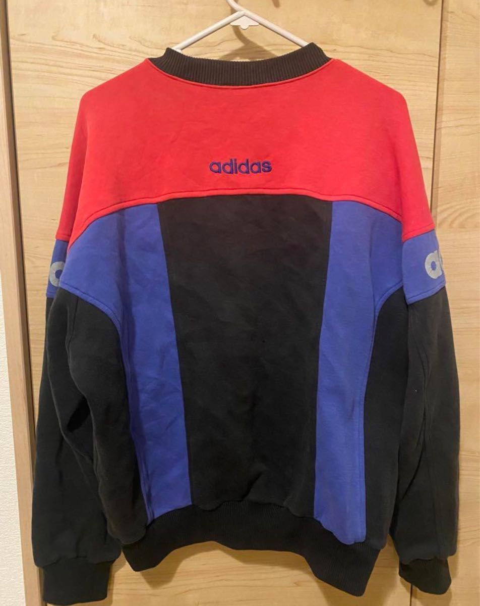 90s adidas トレーナー デサント製 常田大希 スウェット 赤 青 90s adidas トレーナー デサント製 常田大希 スウェット 赤 青